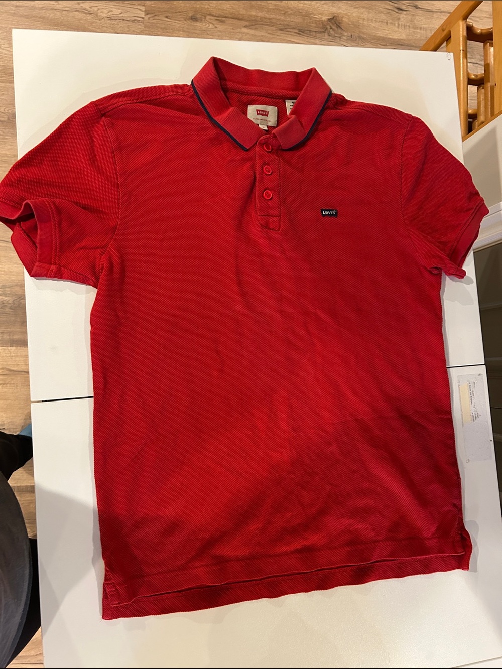 Levi's Women's Red Polo with Navy-Trim Collar